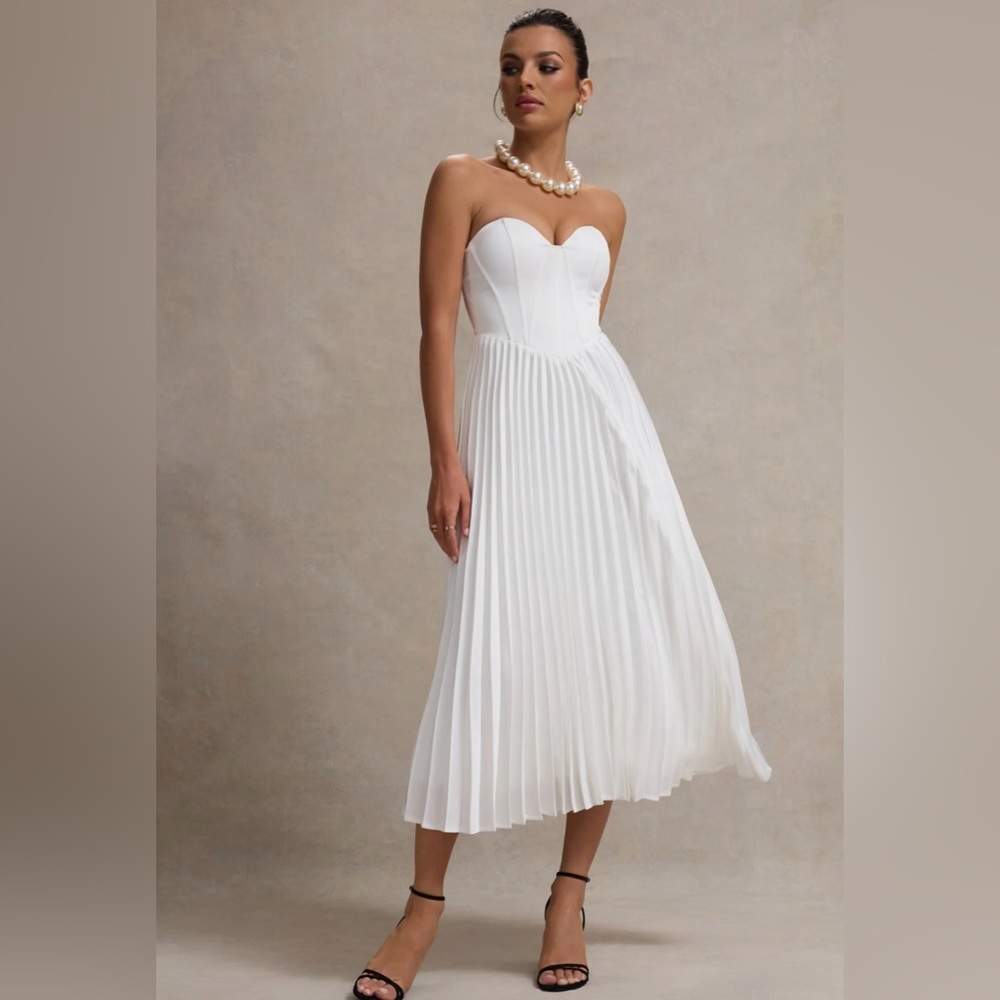 BORDEAUX
CREAM SATIN CORSET STYLE MIDI DRESS